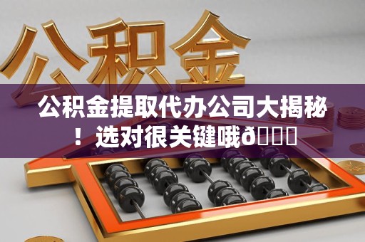 连江公积金提取代办公司大揭秘！选对很关键哦😎
